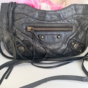 Authentic Balenciaga Classic Moto Black Leather Hip Bag